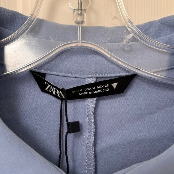 NWT Zara Asymmetric Draped Blue Shirt Dress M - Picture 15 of 15